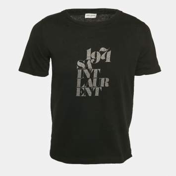 Saint Laurent Paris Black Printed Jersey T-Shirt XS