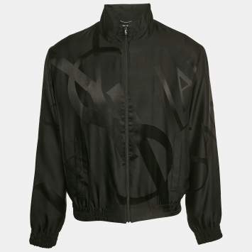 Saint Laurent Paris Black Silk Teddy Cassandre Jacket L