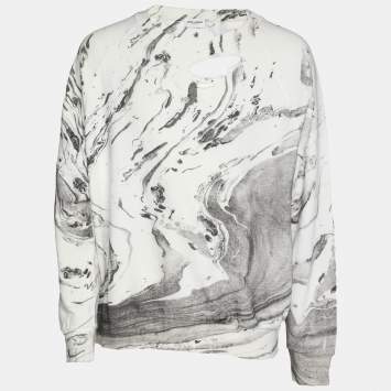 Saint Laurent Grey Cotton Marble Print Sweatshirt L