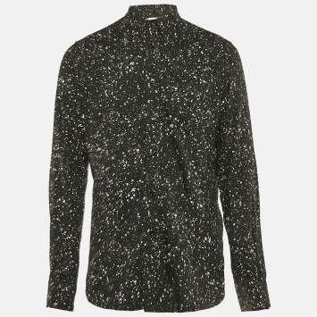 Saint Laurent Black Print Crepe Full Sleeve Shirt XL