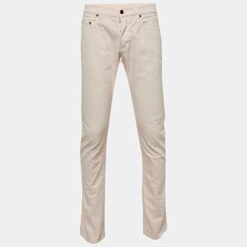 Pre Owned Saint Laurent Pink Ripped Denim Low Waist Jeans M Waist 33"  