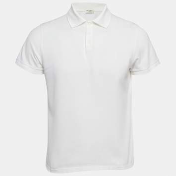 Saint Laurent White Cotton Pique Polo T-Shirt M