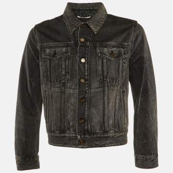 Saint Laurent Dark Grey Washed Denim Button Front Jacket L