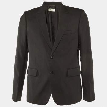 Saint Laurent Paris Black Wool Tailored Blazer L