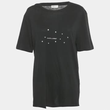 SAINT LAURENT smoking ブラック Tシャツ M Saint Laurent Black Smoking Kills Print Cotton Crew Neck T
