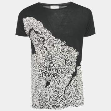 مملوكة مسبقًا Saint Laurent Paris Black Printed Cotton T-Shirt S