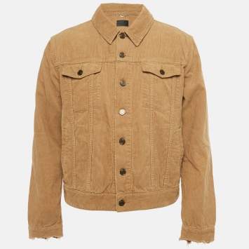 Pre Owned Saint Laurent Paris Brown Corduroy Ripped Cuff Jacket L