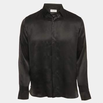 Pre Owned Saint Laurent Black Satin Long Sleeve Shirt S