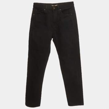 مملوكة مسبقًا Saint Laurent Black Denim Straight Leg Jeans S/Waist 28"