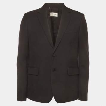 Pre Owned Saint Laurent Paris Black Wool Long Sleeve Jacket L 
