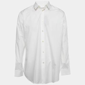 Pre Owned Saint Laurent Paris White Poplin Button-Up Shirt L