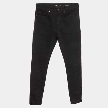 Pre Owned Saint Laurent Paris Black Denim Skinny Jeans S/Waist 30"