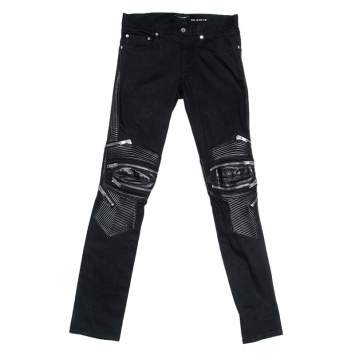 Pre Owned Saint Laurent Black Denim Biker Jeans XL