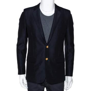 Pre Owned Saint Laurent Black Wool Two Buttoned Jacket M