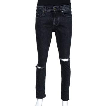Pre Owned Saint Laurent Paris Black Stonewashed Denim Skinny Trash Jeans M