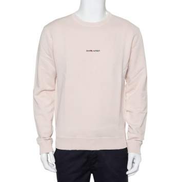 Pre Owned Saint Laurent Paris Beige Cotton Archive Logo Printed Sweatshirt M