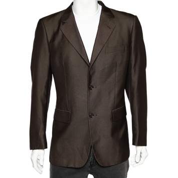 Pre Owned Yves Saint Laurent Vintage Brown Button Front Blazer XL
