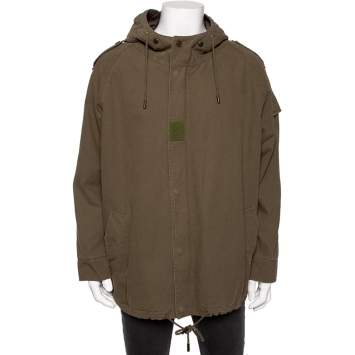 Saint Laurent Olive Green Cotton Hooded Parka Jacket M