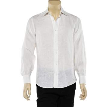 Yves Saint Laurent White Linen Button Front Shirt S