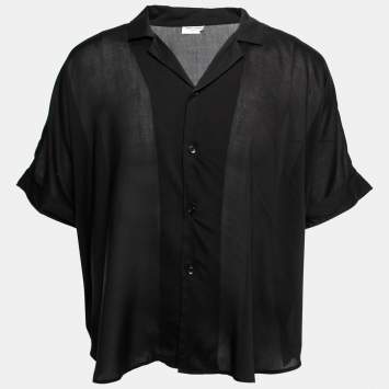 Pre Owned Saint Laurent Black  Sheer Button Front Short Sleeve Shirt XXXL