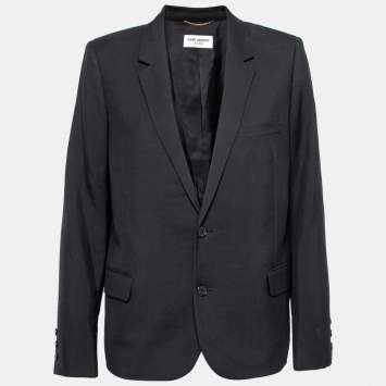 Pre Owned Saint Laurent Black Wool Single Breasted Blazer S