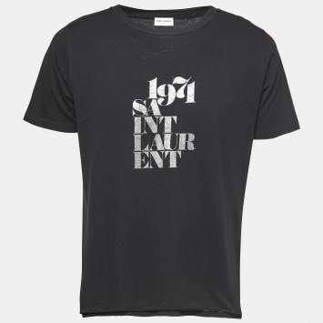 Saint Laurent Paris Black Jersey 1971 Rive Gauche T-Shirt L