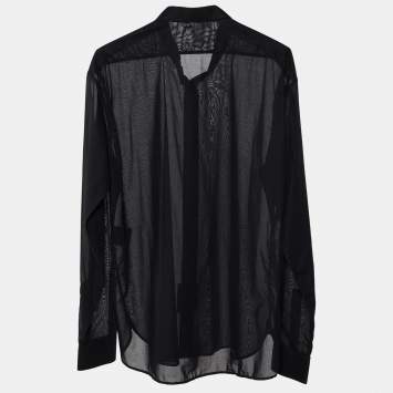 Pre Owned Saint Laurent Paris Black Cotton Button Front Shirt L