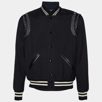 Pre Owned Saint Laurent Black Wool Stud Detail Button Front Jacket M