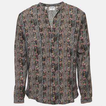Pre Owned Saint Laurent Multicolor Print Silk Button Front Full Sleeve Shirt S