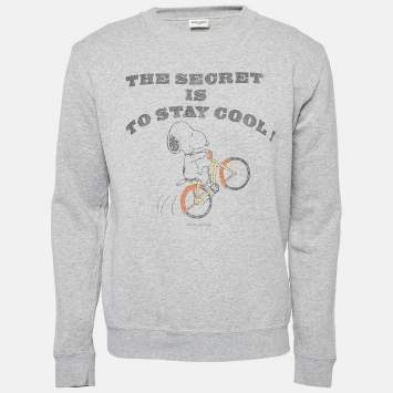 Pre Owned Saint Laurent Paris Grey Peanuts Print Cotton Sweatshirt M 