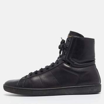 Pre Owned Saint Laurent Black Leather High Top Sneakers Size 43