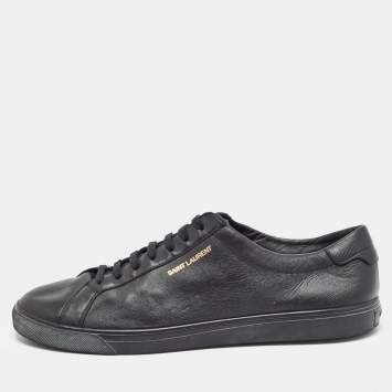 Pre Owned Saint Laurent Black Leather Court Classic Lace Up Sneakers Size 47