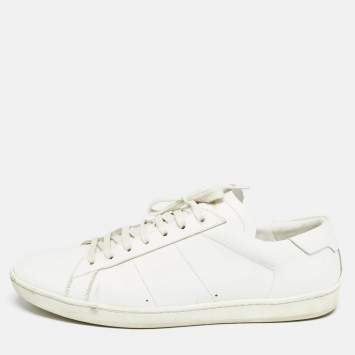 Pre Owned Saint Laurent White Leather Lace Up Sneakers 45