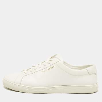 Pre Owned Saint Laurent White Leather Andy Sneakers Size 44