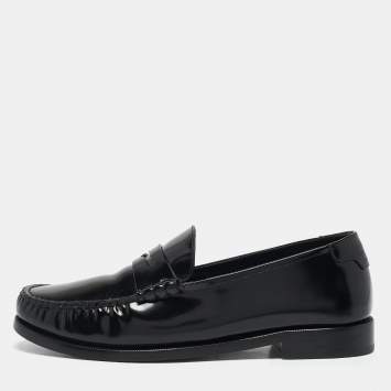 Pre Owned Saint Laurent Black Leather Le Penny Loafers Size 41