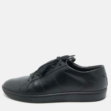Saint Laurent  Black Leather Court Classic Lips Low Top Sneakers Size 40