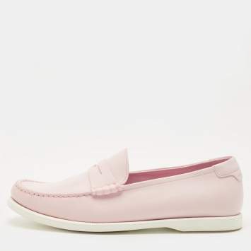 Pre Owned Saint Laurent Pink Leather Penny Loafers Size 42