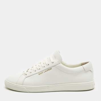 مملوكة مسبقًا Saint Laurent White Leather Andy Lace Up Sneakers Size 41