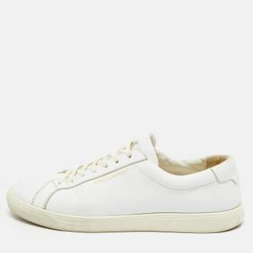 مملوكة �مسبقًا Saint Laurent Andy Size 43 White Leather Lace Up Sneakers