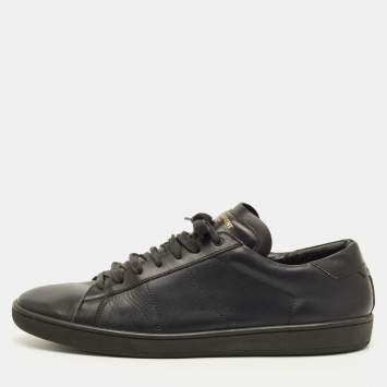 Pre Owned Saint Laurent Court Classic Size 45 Black Leather Low Top Sneakers