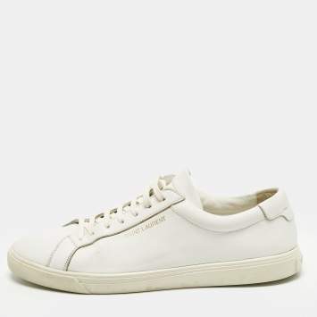 Pre Owned Saint Laurent Andy Size 43.5 White Leather Lace Up Sneakers