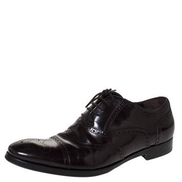 Pre Owned Saint Laurent Paris Brown Leather Brogues Lace Up Oxford Size 41
