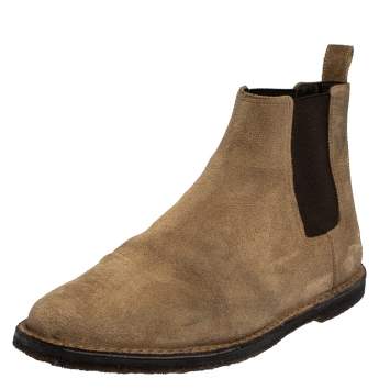 Pre Owned Saint Laurent Beige Suede Chelsea Ankle Boots Size 42 
