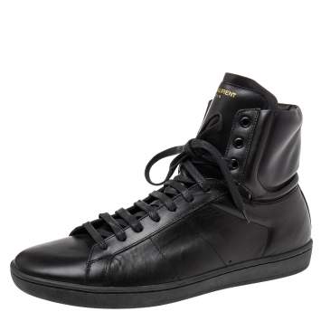 Pre Owned Saint Laurent Black Leather High-Top Sneakers Size 43