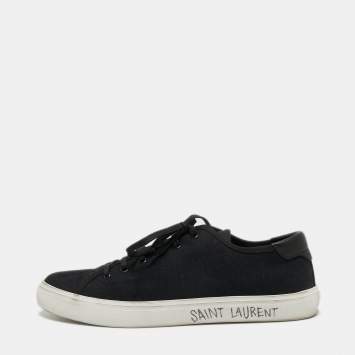 Pre Owned Saint Laurent Black Canvas And Leather Malibu Low Top Sneakers Size 44