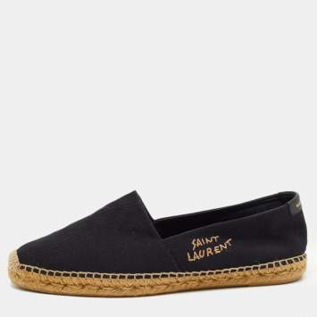 Pre Owned Saint Laurent Black Canvas Espadrilles Flats Size 44 