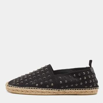 Pre Owned Saint Laurent Black Canvas Embellished Espadrilles Size 43.5 