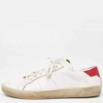 Pre Owned Saint Laurent White Leather Lace Up Sneakers Size 43