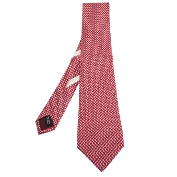 Pre Owned Salvatore Ferragamo Red Diama Bird Printed Silk Tie