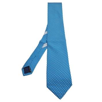 Pre Owned Salvatore Ferragamo Blue Steaming Coffee Mug Printed Silk Tie